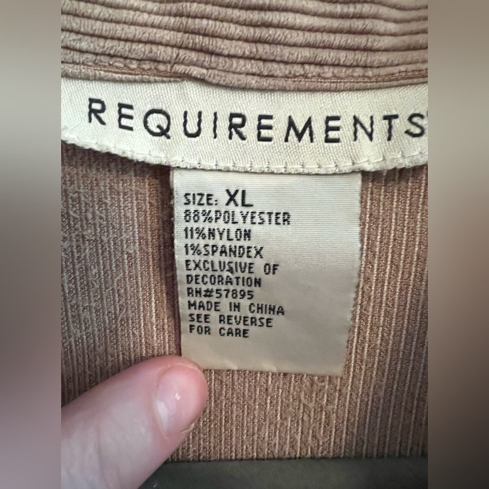 Requirements Tan Corduroy Jacket Size XL - Picture 5 of 8